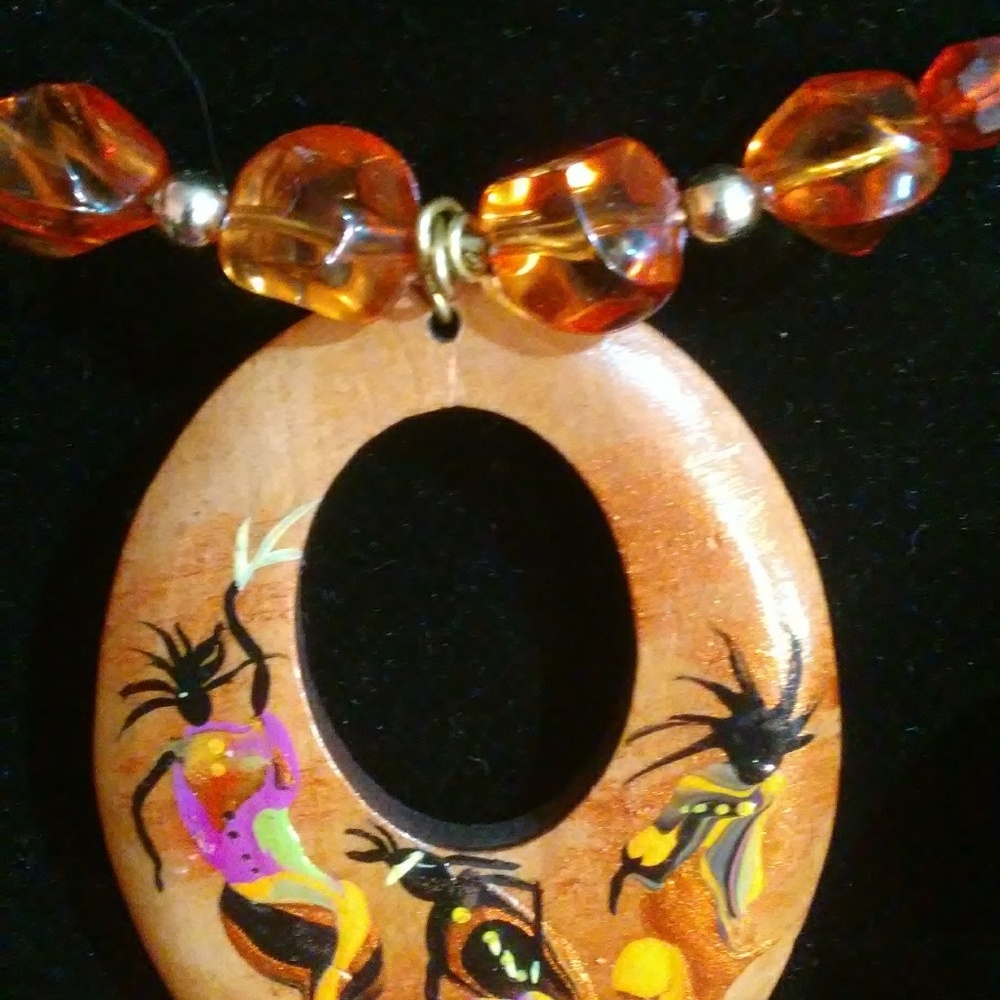 Hand-painted choker with ethnic images